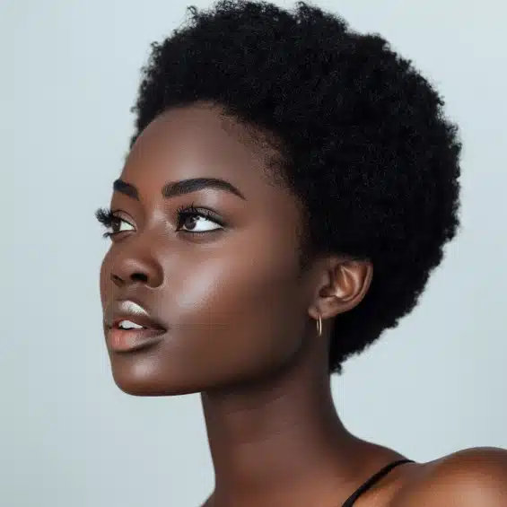 Belle femme noire coupe afro cheveux courts