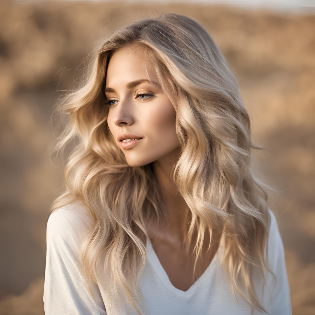 femme coloration cheveux blond sable