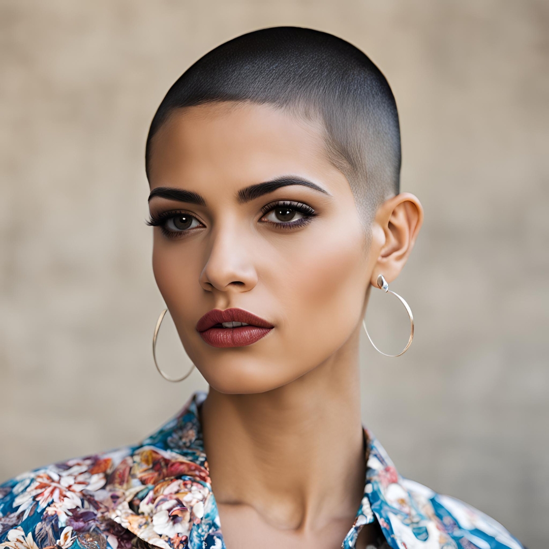 buzz cut femme brune