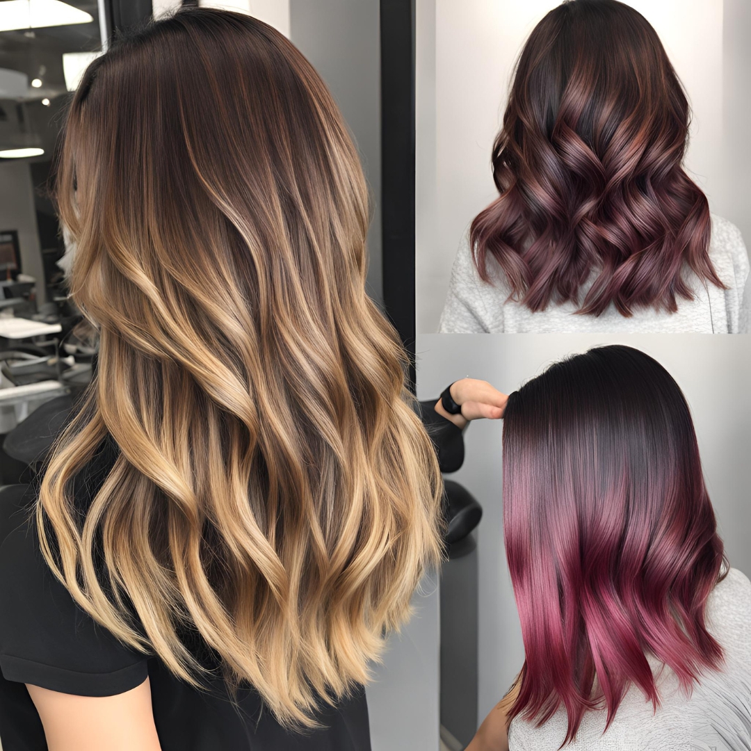 coupe cheveux femme dégradé longs, 3 styles différents