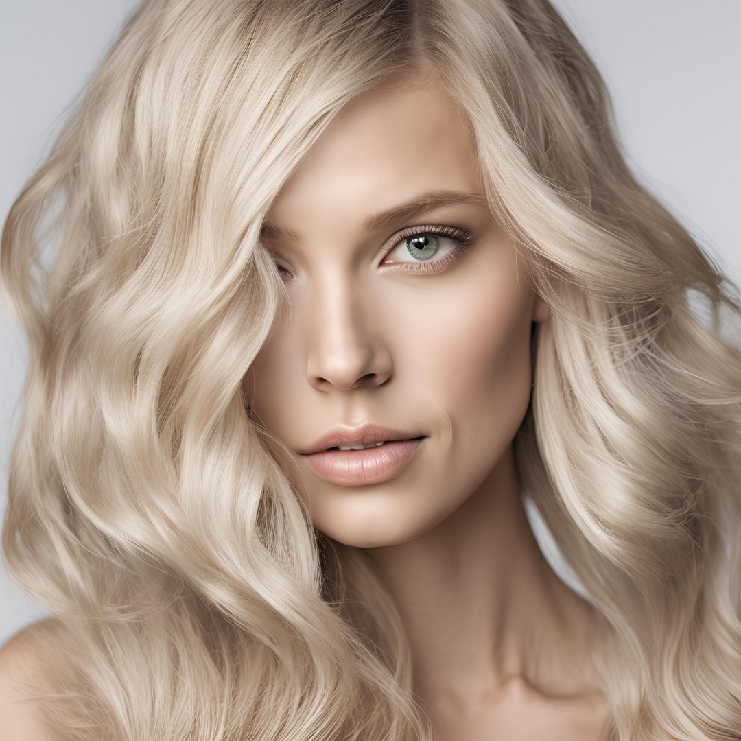 femme coloration cheveux blond perlé