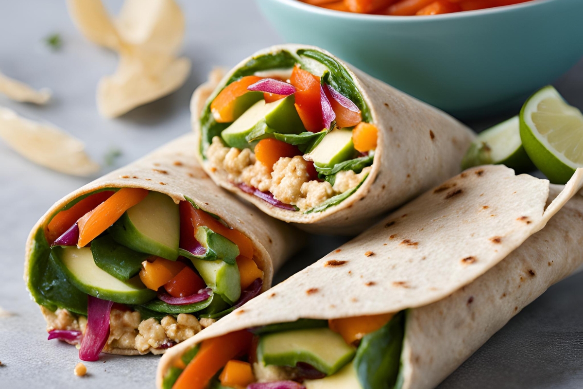 Wraps de légumes et houmous