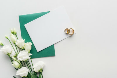 cartes de remerciement de mariage avec alliances bijoux